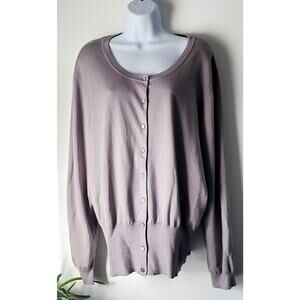 Ashley Stewart NWT Womens Light Purple Long Sleeve Cardigan Size 26 Preppy Boho